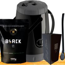 Kit Para Tereré Garrafa Lisa Black Erva Mate 500g Copo Cuia Quadrado Acrílico Bomba Clássica Preta Kit Para Tereré Garrafa Lisa Black Erva Mate 500g Copo Cuia Quadrado Acrílico Bomba Clássica Preta