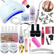 Kit Para Unhas Gel Alongamentos Cabine Lixadeira Completo