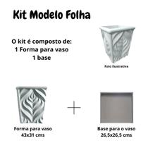 Kit Para Vaso em ABS 3D Gesso/Cimento modelo Folha