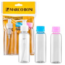 Kit para Viagem com 3 Frascos de 100ml Marco Boni para Líquidos e Cremes Permitido em Aviões Kit para Viagem com 3 Frascos de 100ml Marco Boni para Líquidos e Cremes Permitido em Aviões