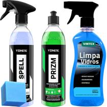 Kit Para Vidros Prizm Spell Cristaliza Limpador Limpa Vidros Vonixx