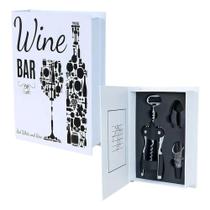 Kit para Vinho c/ 03 Peças Livro Decorativo N226159-0 Quanhe