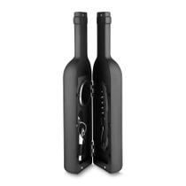 Kit para Vinho com 4 Peças com Estojo em forma de Garrafa Wine Time