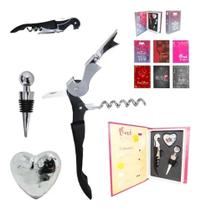 Kit Para Vinho Com Saca Rolha De Metal Com Tampa No Estojo Tipo Livro - WORLF CLASSIC