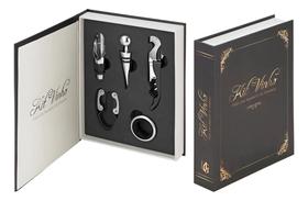 Kit Para vinho Livro Saca Rolhas Abridor Tampas Dosador