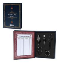 Kit Para Vinho Saca Rolha Cortador 6 Peças Livro Do Vinho