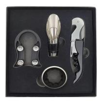 Kit Para Vinhos 4 Peças Acessórios Estojo Presentes Abridor - Bene Casa Kit Para Vinhos 4 Peças Acessórios Estojo Presentes Abridor - Bene Casa
