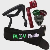 Kit Para Violão Completo Com Capotraste/ Correia/ Encordoador/ Porta Palhetas