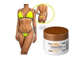 KIT Parafina Bronzeadora Gold Lorkin 30G Com Biquíni para Marquinha tipo Fita em Tecido Amarelo Neon (Tamanho único)