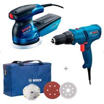 Kit Parafusadeira 220V E Lixadeira + Máscara De Prot Bosch