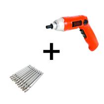 Kit Parafusadeira 9036 Black & Decker + 10 Bits Ponta Phillips 2