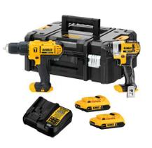 Kit Parafusadeira + Chave De Impacto 20v 1/2 Dck222d2t Bivolt - Dewalt