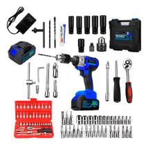 Kit Parafusadeira de Impacto 48V Recarregável Chave Catraca 46 Peças Profissional Bivolt Kit Parafusadeira de Impacto 48V Recarregável Chave Catraca 46 Peças Profissional Bivolt