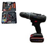 Kit Parafusadeira E Furadeira 21V 2 Baterias Chave Martelo Broca Soquete Completo