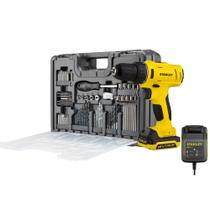 Kit Parafusadeira e Furadeira de Impacto 3/8"" 12 Volts Max Íon com 100 Acessórios + Maleta - SCH121S1KA-BR- STANLEY
