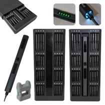 Kit Parafusadeira Elétrica Precisão 64 Bits Profissional Estojo Retrátil LED 5 Velocidades