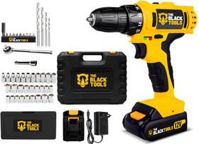 Kit Parafusadeira Furadeira 12v Bivolt + Maleta E Acessórios The Black Tools