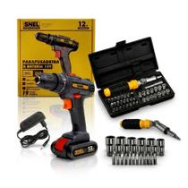 Kit Parafusadeira Furadeira 12V Bivolt Mandril de 1.2 e 3.8 Com 41 peças