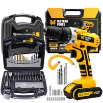 Kit Parafusadeira Furadeira 12V com Maleta 24 Acessórios e Brocas Titânio 128 Peças Fasterr