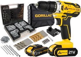 Kit Parafusadeira Furadeira 21v 3/8 + 2 Baterias + 300 Pçs