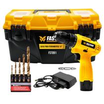 Kit Parafusadeira Furadeira Bivolt A Bateria 12v Com Caixa de Ferramentas e Jogo de Brocas
