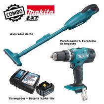 Kit Parafusadeira/ Furadeira de Impacto DHP453SFX8 + Aspirador de Pó DCL180Z MAKITA