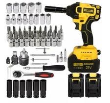 Kit Parafusadeira Furadeira e Chave De Impacto + Jogo Soquete com 46pç Kit completo de ferramentas