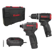 Kit Parafusadeira/Furadeira KUC12 + Parafusadeira de Impacto à Bateria Sextavado KUB50 Brushless + 2 Baterias 12V 2Ah + Maleta Plástica Kress Kit Parafusadeira/Furadeira KUC12 + Parafusadeira de Impacto à Bateria Sextavado KUB50 Brushless + 2 Baterias 12V 2Ah + Maleta Plástica Kress