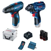 Kit Parafusadeira GSR 120-LI/Chave de Impacto GDR 120-LI, 12V 2 baterias e maleta - Bosch Kit Parafusadeira GSR 120-LI/Chave de Impacto GDR 120-LI, 12V 2 baterias e maleta - Bosch