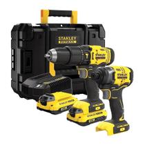 Kit Parafusadeira Stanley Brushless 20V SBDI465D2T-BR com LED + Carregador Bivolt