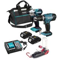 Kit Parafusadeiras Impacto 18v Makita Dlx2336y01 + kit 18 bits