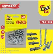 Kit Parafuso Com Bucha 8mm x 40mm 20 Conjuntos FBG- 3192