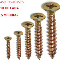 Kit Parafuso para Madeira Chipboard Philips com 450 Parafusos MDF Móveis 16 - 20 - 30 - 35 - 40 mm
