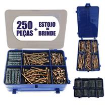 Kit Parafusos E Buchas + Cx Tripla Organizadora Com 250pçs - RCS SHOP