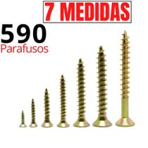 Kit Parafusos para Madeira 10mm até 50mm Philips Chipboard Kit Marceneiro Marcenaria Parafusos Chip