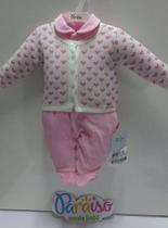 Kit Paraiso Bebe Menina Macacao Plush + Cardigan Tricot 7024 Kit Paraiso Bebe Menina Macacao Plush + Cardigan Tricot 7024