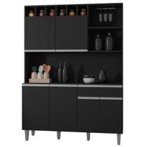Kit Parker 130cm Cozinha Compacta com Nichos Preto