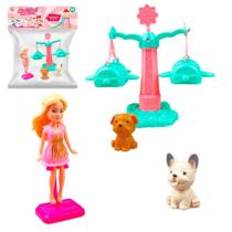 Kit parque dos pets com cachorro + boneca e acessorios linda bell 6 pecas - Liz variedades Kit parque dos pets com cachorro + boneca e acessorios linda bell 6 pecas - Liz variedades