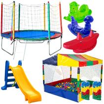 Kit Parquinho Pula Pula 2,30m Casinha de Bolinhas 1,50m com 1000 Bolinhas Escorregador Médio 2 Gangorra 1 Lugar 1 Gangorra 2 Lugares Kit Parquinho Pula Pula 2,30m Casinha de Bolinhas 1,50m com 1000 Bolinhas Escorregador Médio 2 Gangorra 1 Lugar 1 Gangorra 2 Lugares