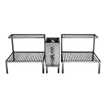 Kit Parrilla Rústica Alvenaria com 2 Grelhas Uruguaias + Caixa Firebox 115cm