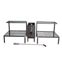 Kit Parrilla Rústica Alvenaria Grelha Reta e Uruguaia Caixa Firebox 115cm