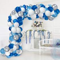 Kit Party Balloon Arch, 117 unidades de balões de látex azuis para aniversário Kit Party Balloon Arch, 117 unidades de balões de látex azuis para aniversário