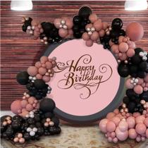 Kit Party Balloon Arch Garland, 96 unidades de macarons rosa e preto Kit Party Balloon Arch Garland, 96 unidades de macarons rosa e preto