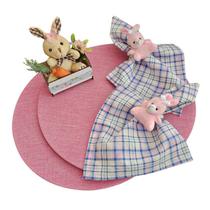 Kit Páscoa 12 Capa Sousplat Base Guardanapo Anel PG+1Cesta