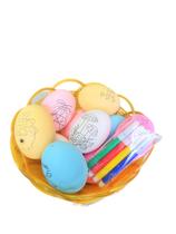 Kit Páscoa 2 Cestinhas c/ 10 Ovos 4 Canetinhas para Colorir
