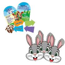 Kit Páscoa 5 Caça aos Ovos e 5 Máscaras Coelho