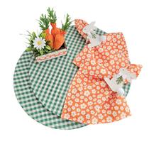 Kit Páscoa 6 Capa Sousplat Guardanapo Anel PG + 1 Cestinha