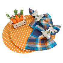 Kit Páscoa 8 Capa Sousplat Base Guardanapo Anel PG+1 Cesta