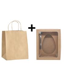 KIT PÁSCOA- Caixas para ovo de colher de 350g com sacolas kraft e colher