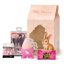 Kit Páscoa Hello Kitty: Pincéis, Esponja, Espelho e Mimo Kit Páscoa Hello Kitty: Pincéis, Esponja, Espelho e Mimo